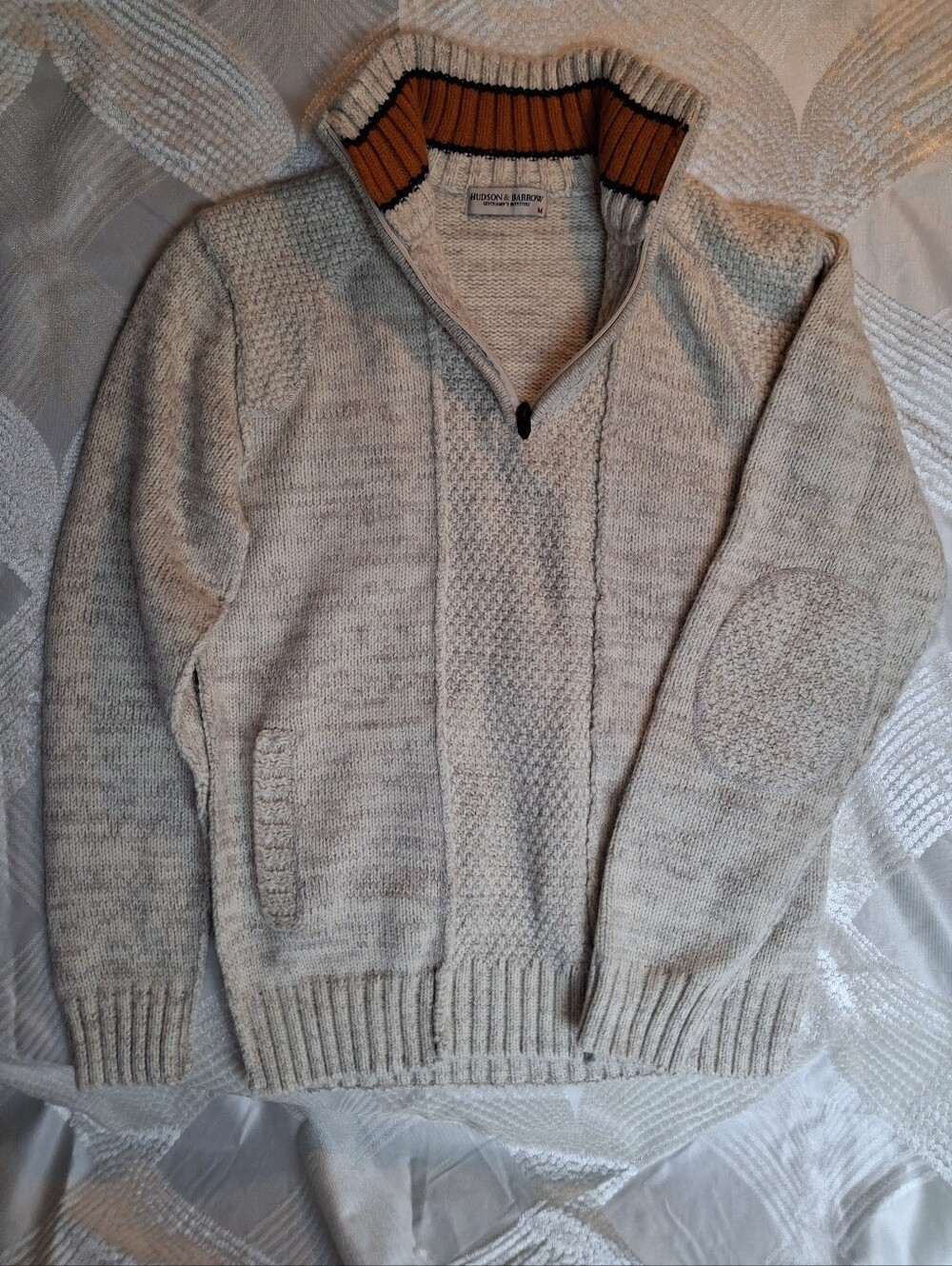Cream Half-Zip Knit Sweater - Men HUDSON & BARROW gentelemen's Outfittets